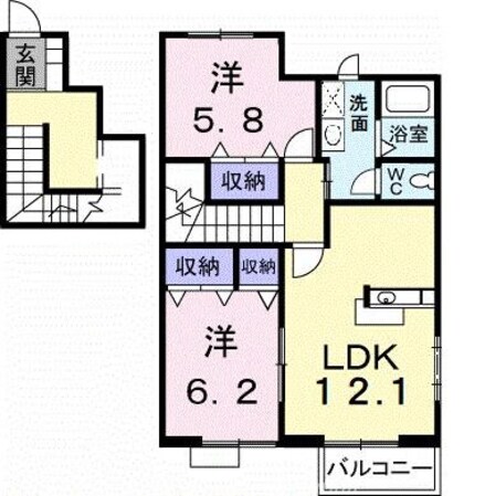 サンライズ新名Ｂの物件間取画像